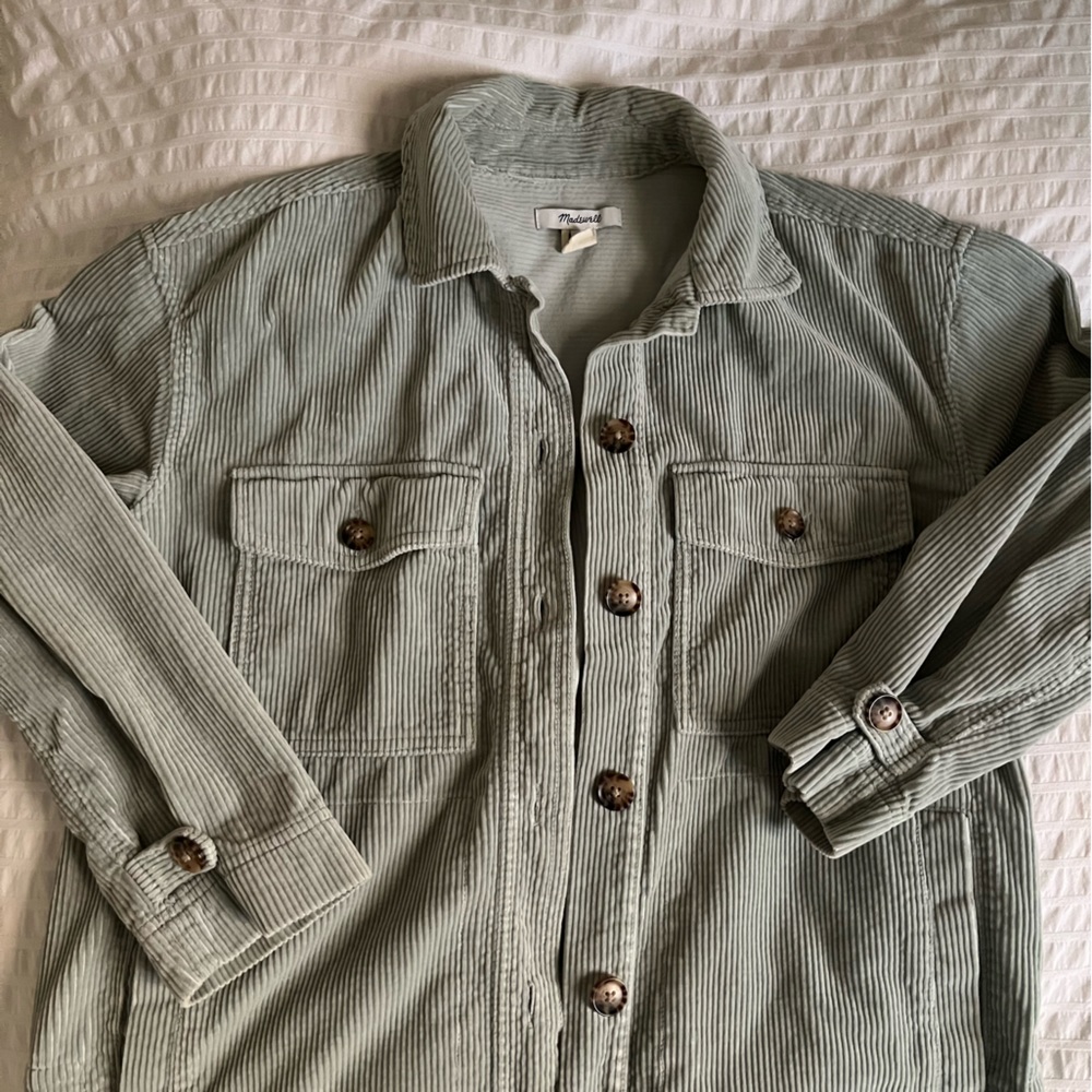 Madewell sea foam cordoury button up